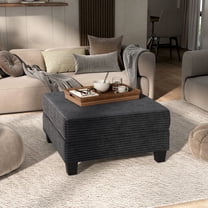 Furniture of America Fayen Modern Chenille Fabric Storage Ottoman, Dark Gray