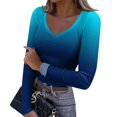 thumbnail image 2 of Womens Long Sleeve Shirts Fall Tops Business Casual T Shirts Sky Blue XXL, 2 of 4