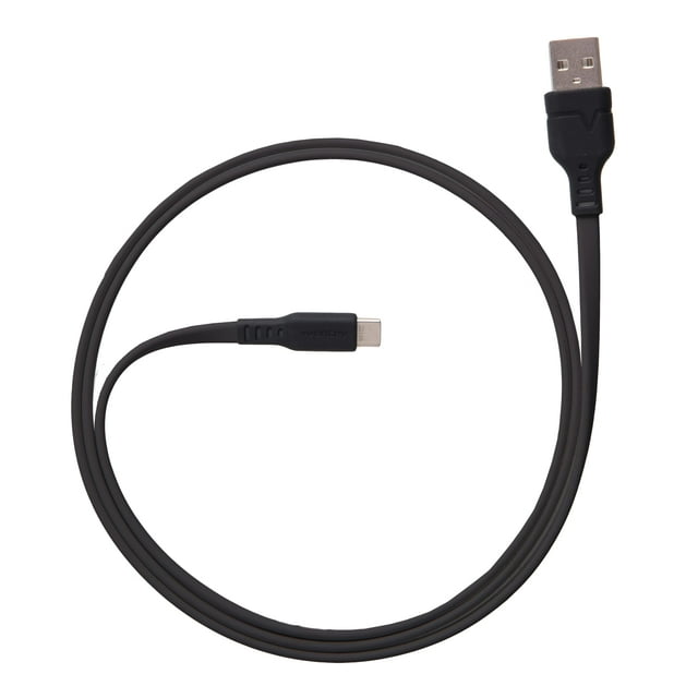 Ventev - Cable Plano Chargesync Usb A A Usb C De 3,3 Pies | Diseño De Carga Rápida Sin Enredos | Compatible Con Samsung Galaxy S24 Note 20/10 Google Pixel Oneplus Ipad Pro/Air Macbook Pro/Air - Negro