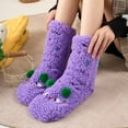 thumbnail image 5 of Oksale Fuzzy Socks for Women Non Slip Christmas Floor Socks Casual Soft Comfy Slouchy Holiday Stocking Purple Free Size, 5 of 7
