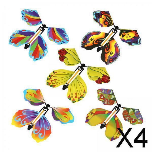 4x 5x Juguete con Banda de Goma, Mariposa Mecánica Novedad Hadas Mariposa Voladora para Marcapáginas, Cumpleaños, Grandes Trucos de Fiesta, Decoración 4 piezas