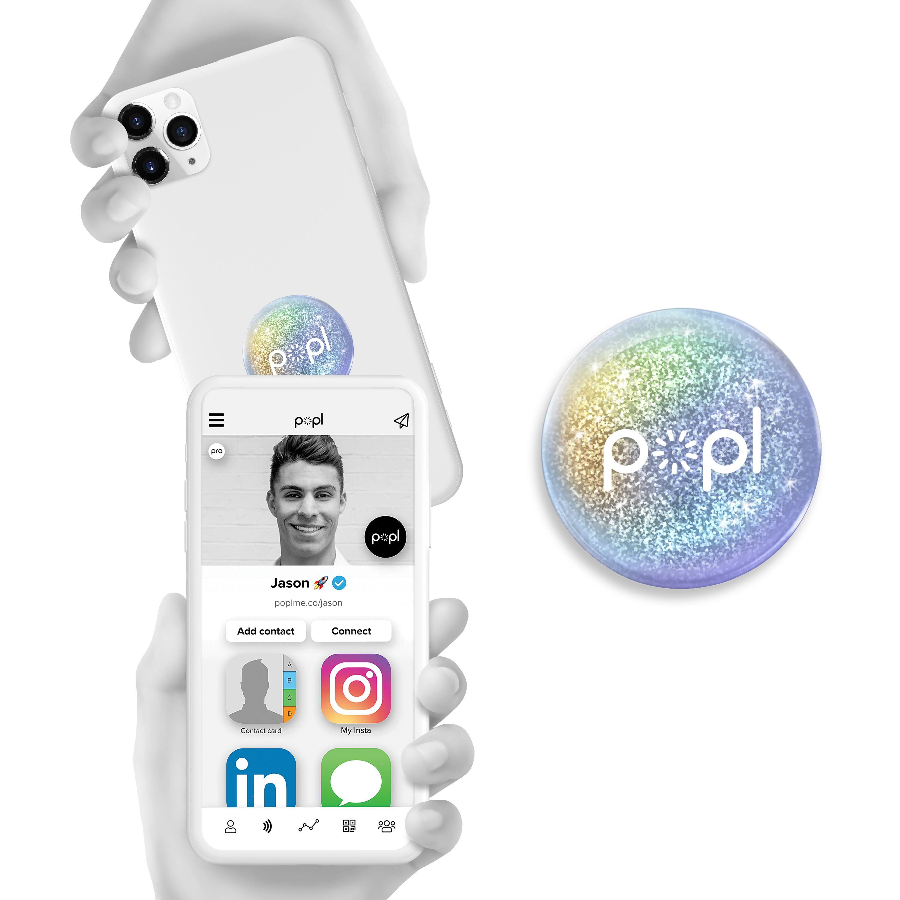 Popl Dot Digital Business Card for Back of Phone for instant Share - Pixel