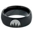 thumbnail image 2 of Tungsten Night Skyline Outdoor Camping Band Ring 8mm Men Women Comfort Fit Black Dome Brushed Polished, 2 of 4
