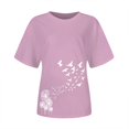 thumbnail image 4 of Women's Short Sleeve T-shirt Women'S Spring Round Neck Dandelion Printed Loose Casual Short Sleeved T Shirt,Pink Women's Short sleeve T-shirt S, 4 of 5