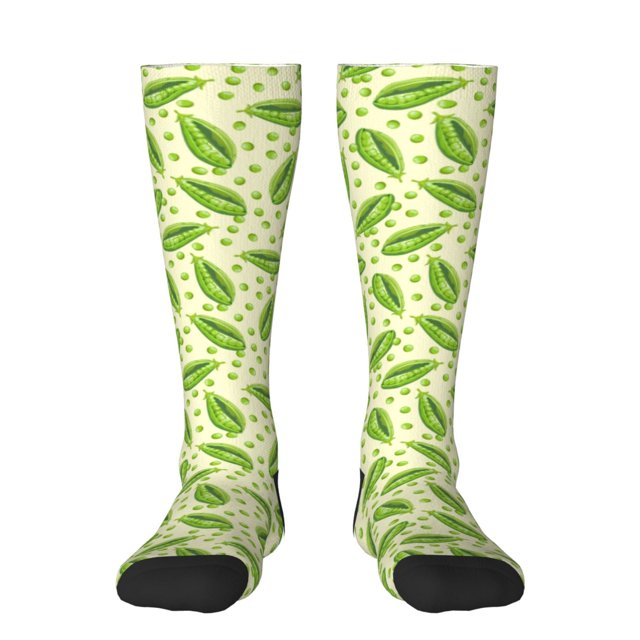 Fotbe Green Peas Calcetas Divertidas Estampadas para Hombre y Mujer, Calcetas de Algodón hasta la Rodilla para Caminar, Correr, Enfermería y Embarazo