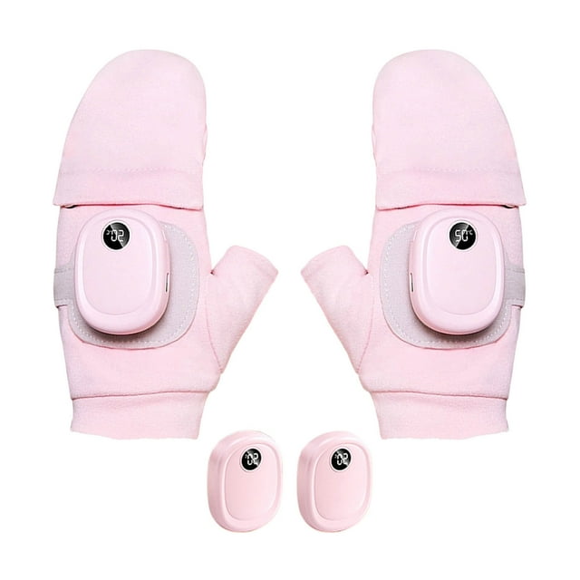 Upgraded Heating Fingerless Hand Warming Rechargeable Hand Warming Heating Work Cycling Skiing Motorcycle Camping Hiking Stationary Pedals Dumbbell Leg Curl Attachment Rip Work Out Microwavable Hand