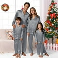 thumbnail image 4 of GILIGEGE Christmas Pajamas for Family Silk Satin 2026 Matching Sets Xmas Holiday Pjs Button Down Sleepwear Loungewear Jammies Grey M, 4 of 7