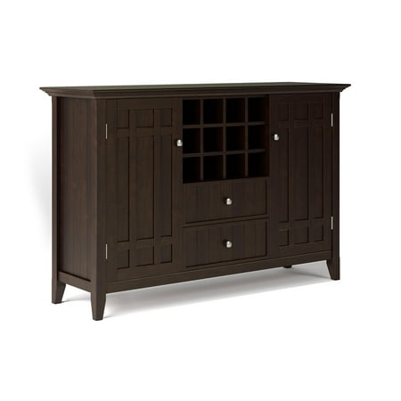 Simpli Home - Bedford Sideboard Buffet and Wine Rack - Dark Chestnut Brown