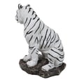 thumbnail image 4 of Rainforest Jungle Apex Predator White Bengal Tiger Sitting On Rock Figurine, 4 of 8