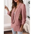 thumbnail image 3 of Blazer PRETTYGARDEN para mujer, manga larga, solapa abierta en la parte delantera, rosa, 3 of 6