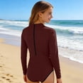 thumbnail image 4 of Swimsuit for Girls, Long Sleeve One Piece Rashguard, Solid Color Beach Vacation Swimsuit for Kids 2-13 Years, 4 of 7