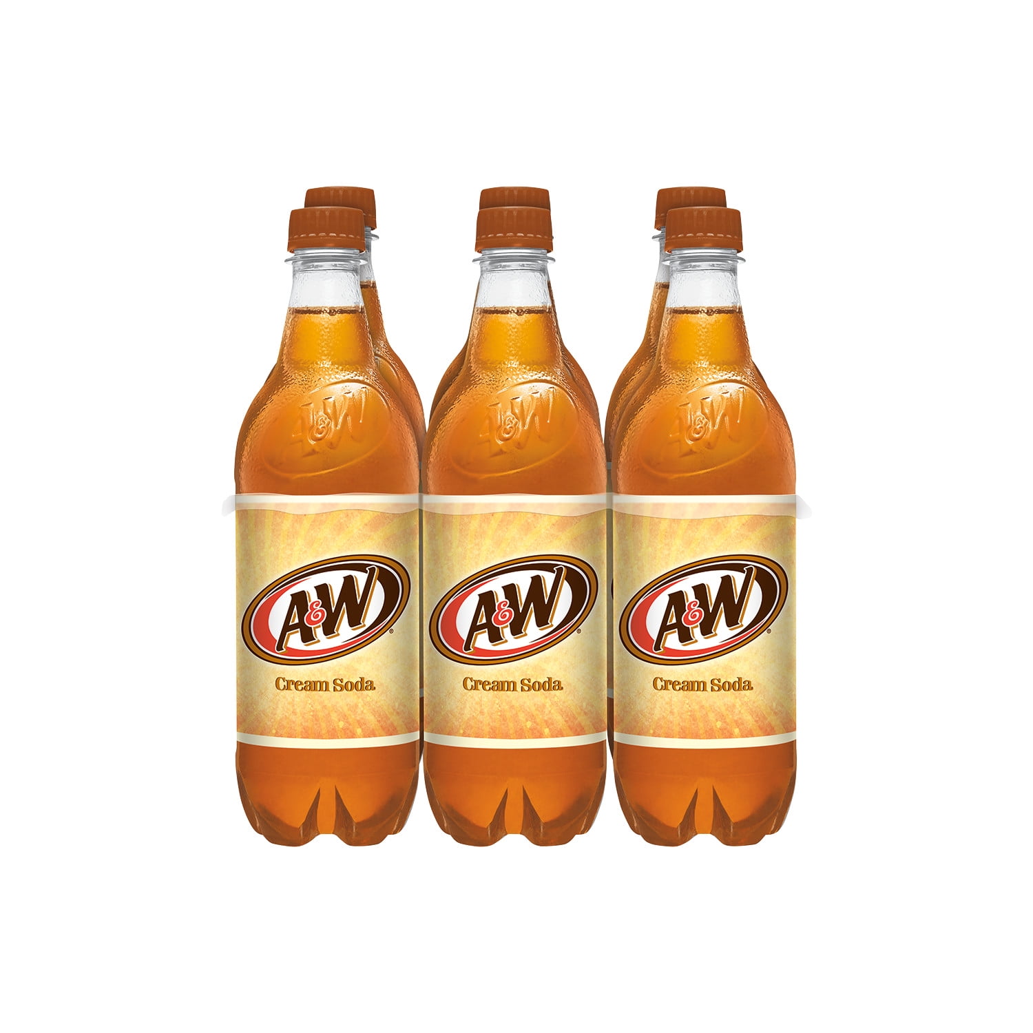 A&W Cream Soda Pop, 16.9 fl oz, 6 Pack Bottles