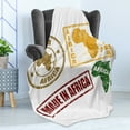 thumbnail image 4 of African Soft Flannel Fleece Throw Blanket, Grunge Rubber Stamps Made in Words Inside Theme, Cozy Plush for Indoor and Outdoor Use, 70" x 90", Yellow and Red, by Ambesonne, 4 of 5