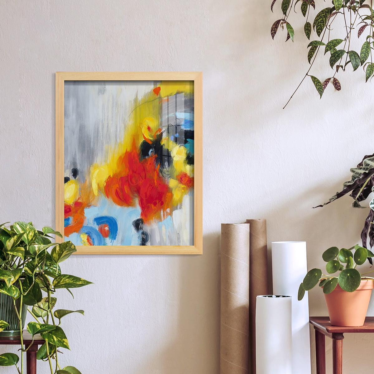 In the Loop I -Framed Print w/glass-Natural Wood