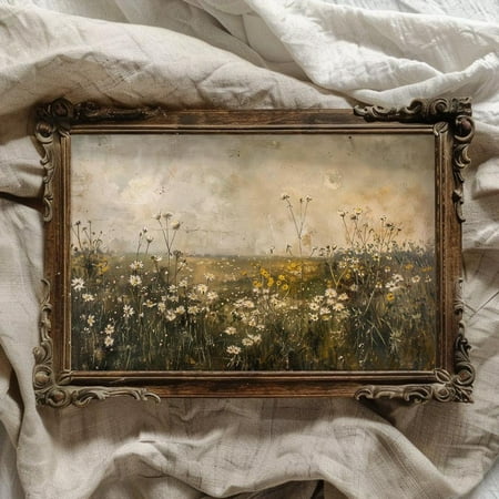 Wildflower Meadow Poster Vintage Cottagecore Meadow Cottagecore Art For Kitchen Decor Flower Meadow Art Poster Vintage, 8x12 UNFRAMED