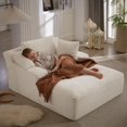 thumbnail image 3 of Lovableguy Oversized Chaise Lounge Chair Indoor,Corduroy Upholstered Single Lounge Couch,Cloud Sleeper Sofa Bed for Living Room,Bedroom,No Assembly Required,White, 3 of 7
