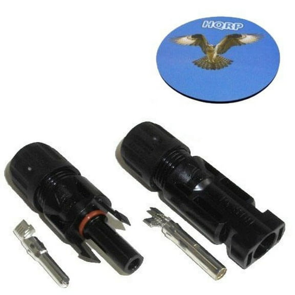 HQRP Pair Solar Panel Connector male & female (M&F) compatible with Connector fits PV / Photovoltaic System plus HQRP Coaster