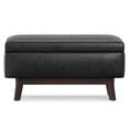 thumbnail image 2 of Simpli Home Owen 36" Faux Leather Storage Ottoman in Distressed Black, 2 of 8