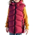 thumbnail image 3 of Feancey Boys Girls Puffer Vest Winter Long Sleeveless Hooded Down Coats Zipper Casual Padded Waistcoat Thicken Warm Outerwear with Zipper Pockets Wine 7-8Years, 3 of 4