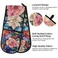 thumbnail image 2 of Yayeee Double Oven Mitt Kitchen Heat Resistant Baking 35" x7" Quilted Glove, Vibrant Pink Floral Pattern, 2 of 6