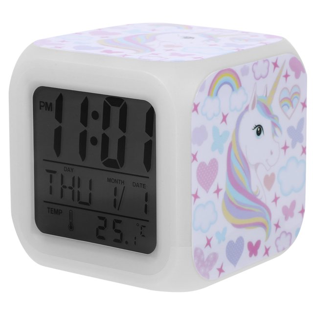 Horloge Numérique Utile, Motif Licorne LED, Réveil Électronique, Horloge LED Adorable pour Maison Chambre (03 Motif)