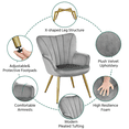 thumbnail image 5 of Yaheetech Modern Velvet Upholstered Accent Chair with Wing Side for Living Room, Light Gray, 5 of 8