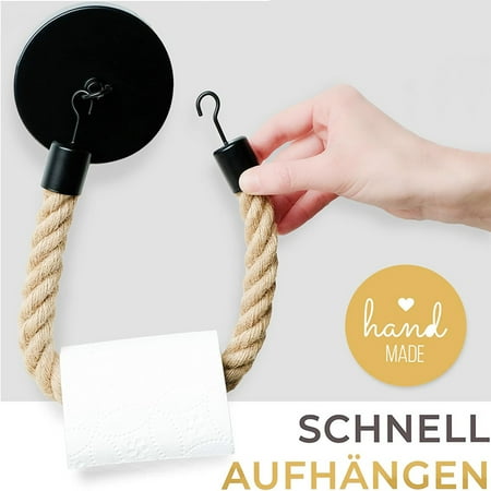 

WGOUP Black Spray Paint Hook Kitchen Bedroom Wall-Mounted Hemp Rope Paper Roll Holder AS Show