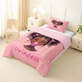 thumbnail image 2 of Castle Fairy Black Cute Princess Twin Comforter Sets 2pcs,Dreamy Glitter Print Bedding Set,Pink Silver Brown,1 Comforter and 1 Pillowcase, 2 of 6