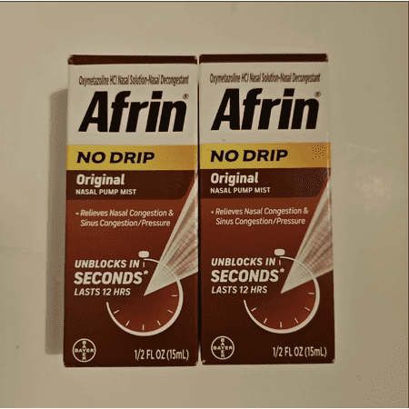 Afrin No Drip Original Nasal Decongestant Pump Mist 15 mL Pack of 4