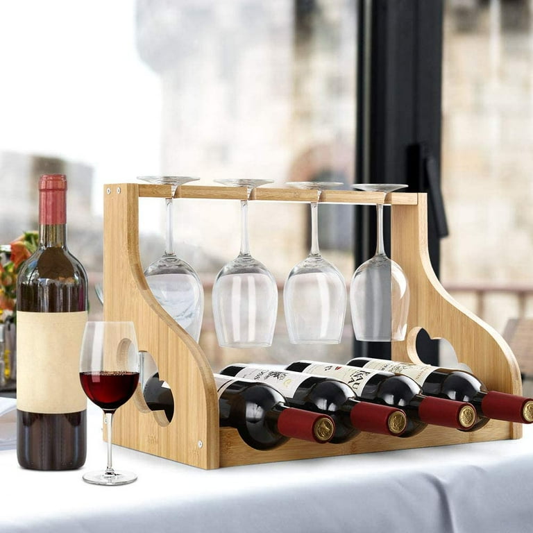 Mind Reader Wood Wine Holder and Glass Rack, Brown (PWGRACK-BRN)