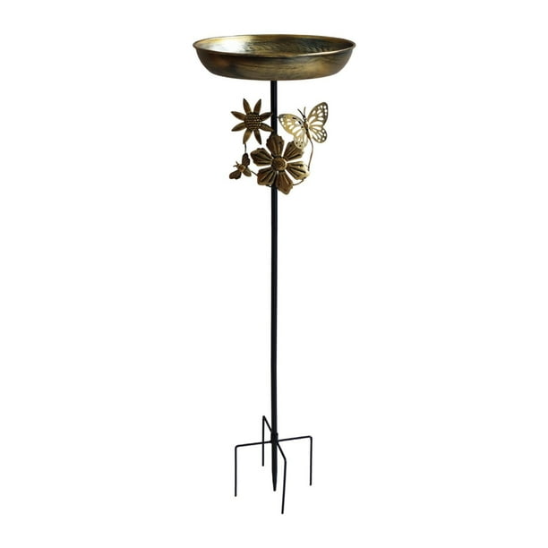 Comedero para pájaros, de pie, bebedero para pájaros, cuenco, accesorios, bebederos para pájaros espaciosos para el patio trasero, cuenco para paisaji