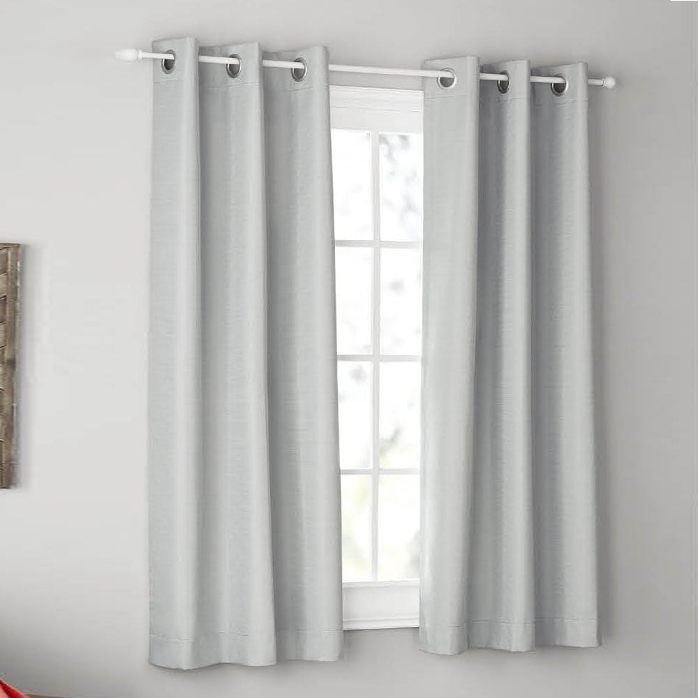 Mainstays Olan Silver Blackout Curtain Panel Pair, 2-Pack, Grommet Top, Textured Solid, 37" x 63", Room Darkening Drapes for Bedroom