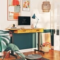 thumbnail image 2 of FEZIBO 55 x 24 Inches Adjustable Height Electric Standing Desk with Double Drawer, Stand Up Home Office Desk with Splice Tabletop, Black Frame/Rubberwood Top, 2 of 11