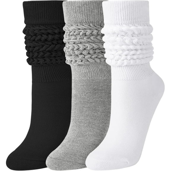 Slouch Socks for Woman 3 Pairs Women Scrunch Socks Extra Long Knee High Slouchy Socks Size 6-11