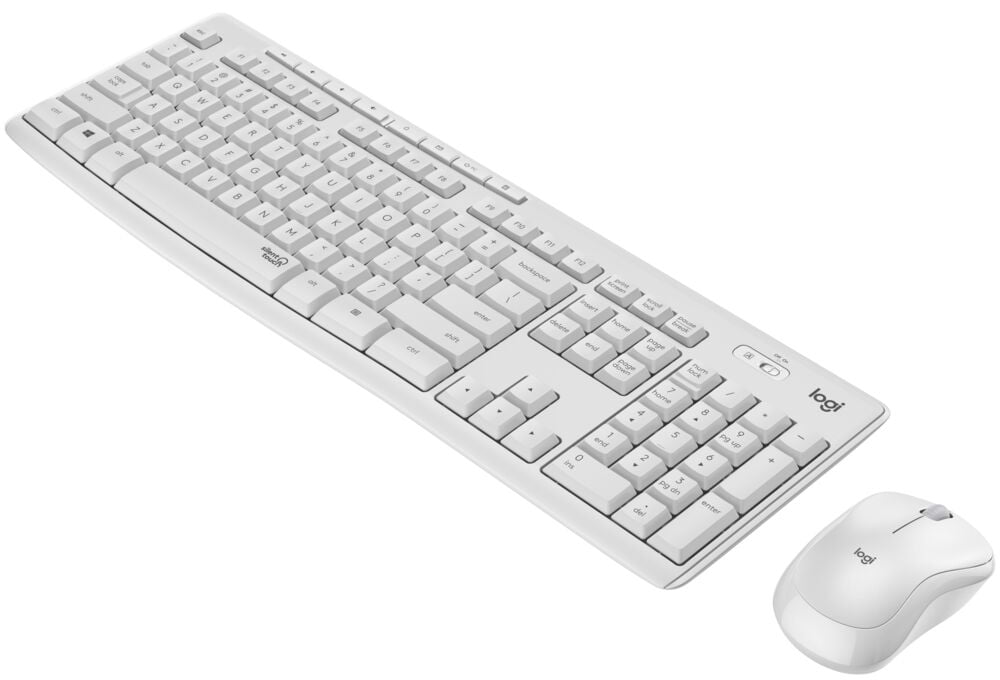 Logitech Wireless Keyboard and Mouse Combo, Comfortable Typing,  Durable and Resilient, White