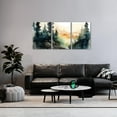 thumbnail image 3 of Hieng Forest Canvas Wall Art 3 Piece Watercolor Forest Picture Prints Forest Tree Paintings Pine Tree Canvas Prints for Living Room Bedroom Decor (only canvas), 3 of 6