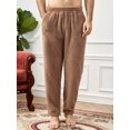 thumbnail image 3 of Pantalon Pyjama en Peluche à Taille Élastique Solide pour Hommes, 3 of 5