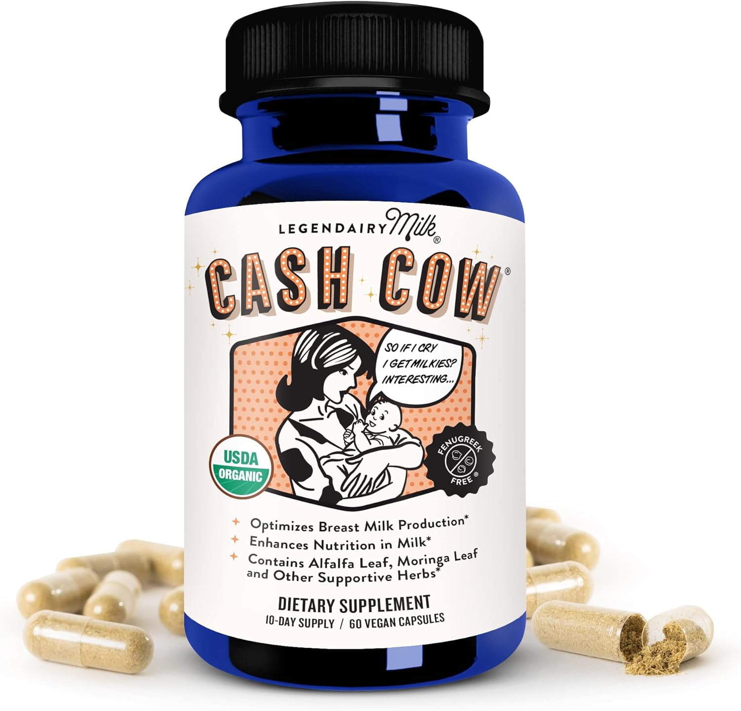 Legendary Cow Legendary Milk | Cash Cow | Alfalfa y Moringa | 60 Cรกpsulas ...