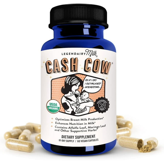 Legendary Milk | Cash Cow | Alfalfa y Moringa | 60 Cápsulas | Suplemento Alimenticio para Mujeres en Lactancia | Hecho en USA