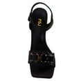 thumbnail image 4 of FSJ Women Jewel Ankle Buckle Strap Sandals Studded Crystal Chunky High Heel Pumps Sparkle Rhinestone Square Open Toe Party Dressy Shoes Size 8 Black, 4 of 4