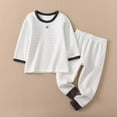 thumbnail image 4 of XAOFW Boys Set Toddler Girls Long Sleeve Striped Prints Tops T Shirt Pants Kids Thermal Underwear O-Neck Comfortable Leisure Daily Lounging Outfits, 4 of 8