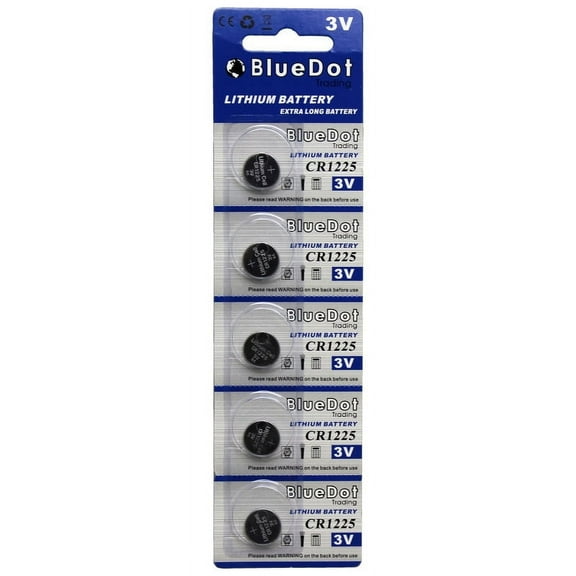 BlueDot Trading Brand CR1225 3 Volt Coin Cell Lithium Batteries - 5 Pack