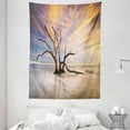 thumbnail image 1 of Driftwood Decor Tapestry, Seascape Theme Dead Tree Driftwood in the Ocean at Sunset Landscape, Wall Hanging for Bedroom Living Room Dorm Decor, 60W X 80L Inches, Beige and Orange, by Ambesonne, 1 of 2