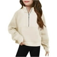 thumbnail image 2 of Babcutegg Sweatshirts for Girls Long Sleeve Zipper Soild Color Clothes for Toddler Girls Beige 7 T, 2 of 5