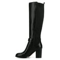 thumbnail image 3 of Journee Womens Avalonn Buckle Strap Knee High Stacked Heel Inside Zipper Comfort Dress Boots, 3 of 10