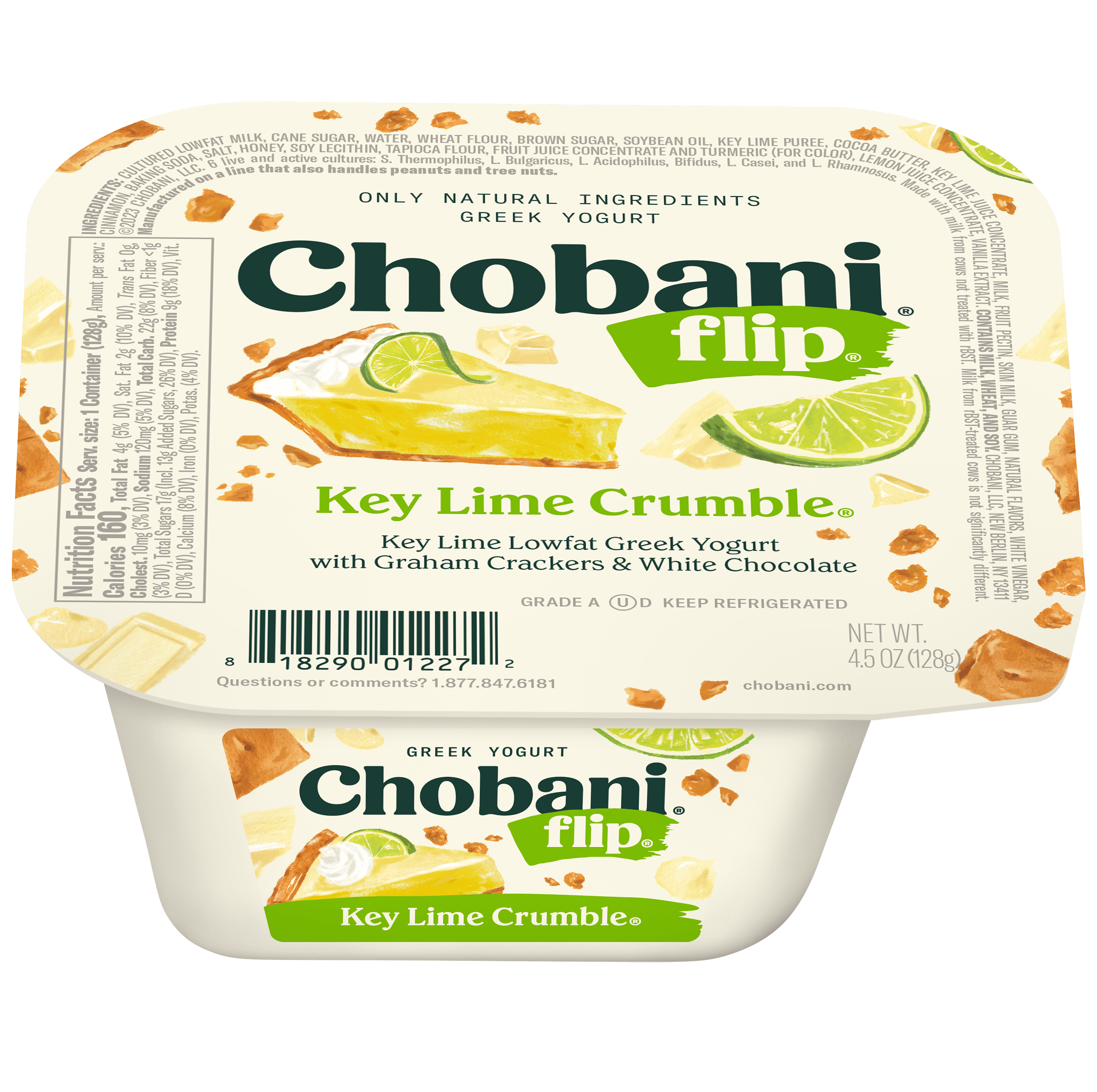 Chobani Flip Low-Fat Greek Yogurt Key Lime Crumble 4.5 oz Cup