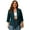 Blue green, variant on Yesfashion Womens Plus Size Casual Pocketed Blazer Office Open Front 3/4 Sleeve Cardigans Jacket Work Suit