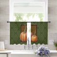 thumbnail image 3 of Orange Pumpkin Sheer Curtains 45 Inch Length 2 Panels Set, Semi Transparent Voile Rod Pocket Curtains for Living Dining Room Bedroom Drapes Green Fall Thanksgiving Paisley Autumn, 3 of 8