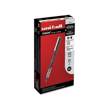 VISION Roller Ball Pen Bold 1 mm, Blue Ink, Black/Blue Barrel, Dozen