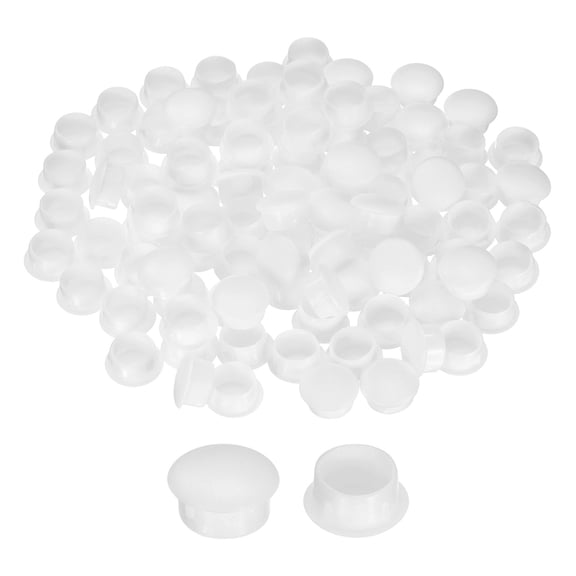 100Pack 14mm(9/16") Dia Plastic Screw Hole Plugs Cover for Furniture, White